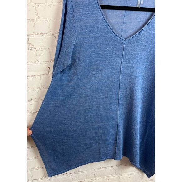 SOFT SURROUNDINGS blue linen blend knit swing sweater pullover size M Petite - Picture 7 of 9